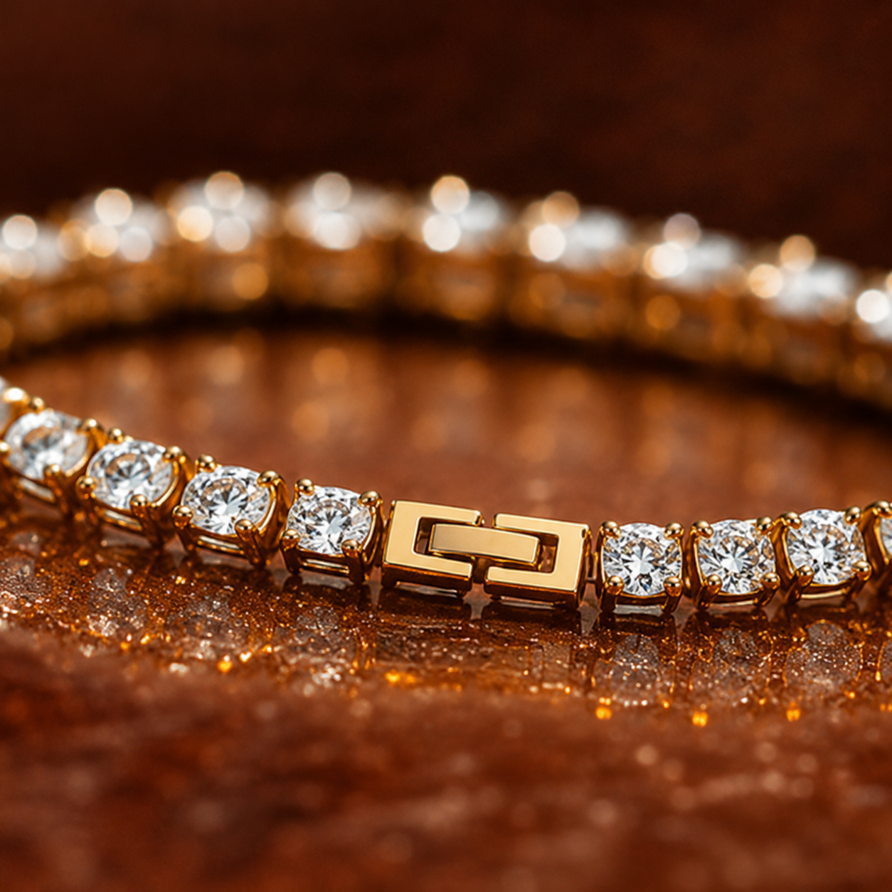 Close-up of the Balconè Verona Tennis Bracelet secure clasp and cubic zirconia setting