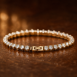 Gold Tennis Bracelet with AAA cubic zirconia and secure clasp